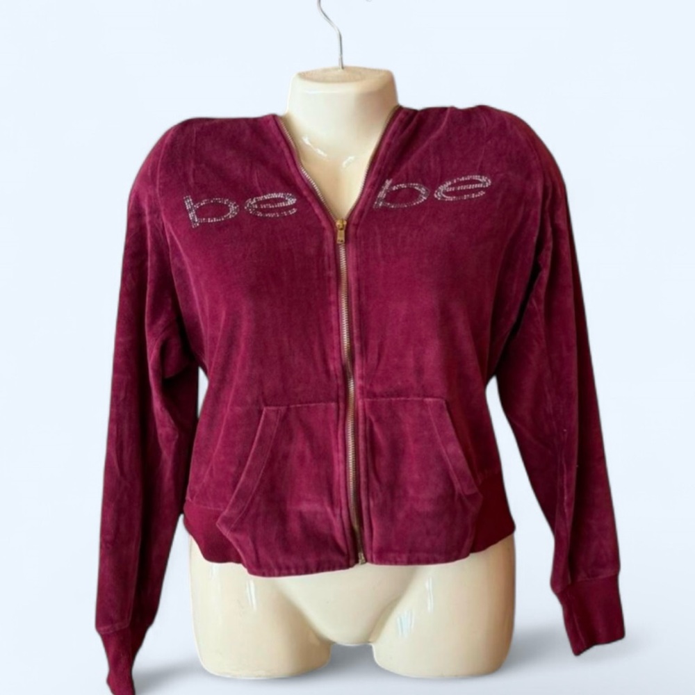 BEBE Women's Rich Burgundy Zip-up Hoodie